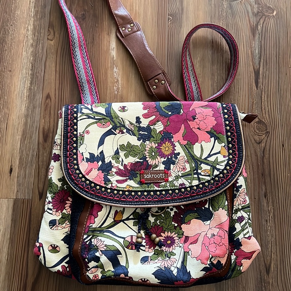 Sakroots Convertible Floral Backpack Crossbody Shoulder Bag Artist Circle